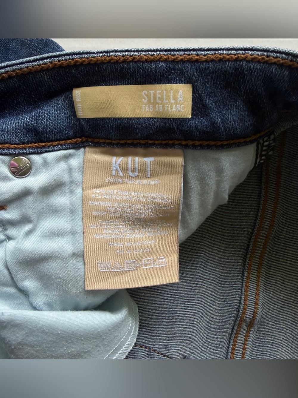 KUT‎ From The Kloth Stella Fab Ab Flare Jean High Rise Distressed Raw Hem Sz 14 - Picture 4 of 10